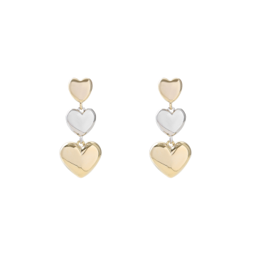 Pendientes de acero de titanio en forma de corazón de tres capas