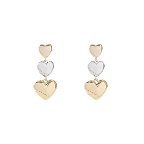 Pendientes de acero de titanio en forma de corazón de tres capas