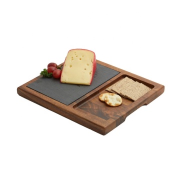 Customized Natural Black Round Square Cheese Board Sushi Steak Slate Stone Wood Plates for Restaurants