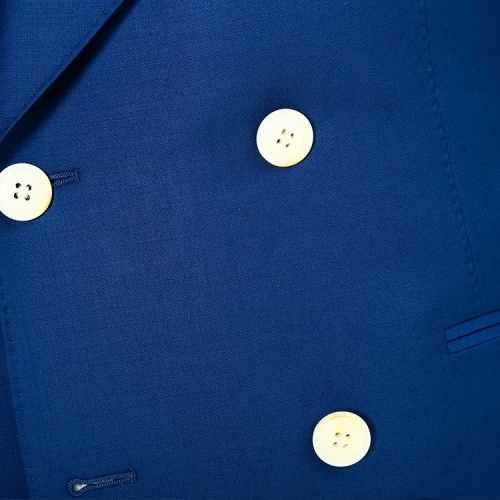 High End Tailored Double Breasted Navy Wool Suit