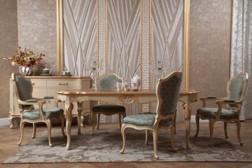 Antique gold cosrco dining room table set