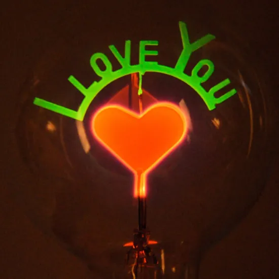 1pc Incandescent Bulb E27 3W 220V Retro Edison Bulbs I Love You Shaped Decorative Light Bulb Incandescent Vintage Bulb Art Decor