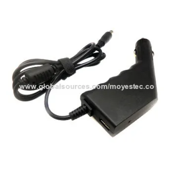 Portable In-car Charger for HP, 18.5V, 3.5A Output with USB Port and CE Marks