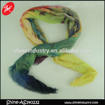 Newest hot sale Polyester Color chiffon printed scarf