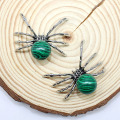 Malachite 16MM Ball Antique Silver Spider Pendant (47x40mm) Keychain