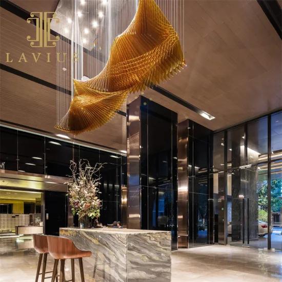 Unique Led Amber Lobby Chandelier for High Ceiling