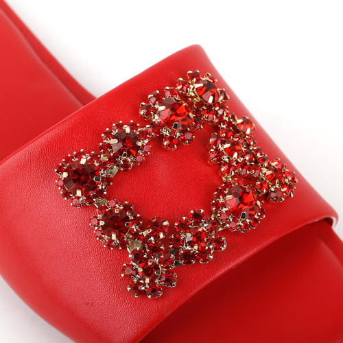 Square Diamond Flat Open-Toe Sandals