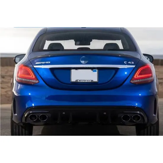 Rear Diffuser Upgrade for S63 AMG W205 with Exhaust Pipe - Black/Silver