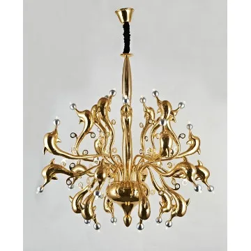 24-light golden LED dolphin pendant  lamp