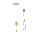 Gold Concealed Shower Set with 3-Way Function Square Panel ABS Shower Head for Bathroom