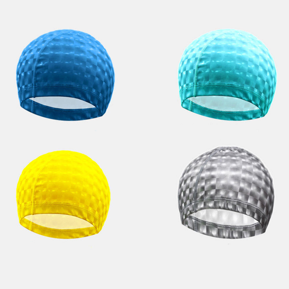 New Men Women Durable Swimming Cap Classic Delicate Texture Swimming Cap PU Waterproof Protect Ears Long Hair Swim Pool Hat