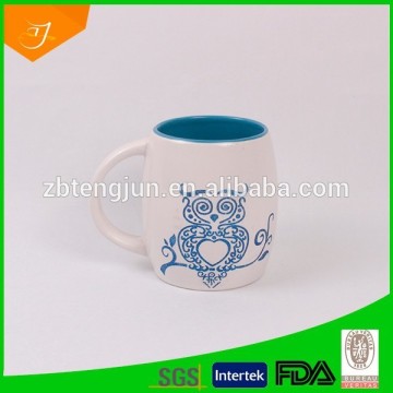 new design white blue porcelain mug,high quality debossed mug