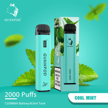 Gunnpod 2000 puflar 1250mAh pil ile tek kullanımlık vape