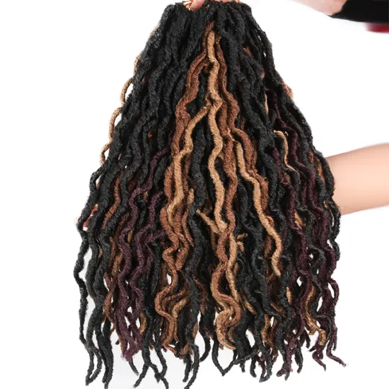 Alileader 18inch Wholesale 7 Colors Nu Faux Locs Ombre Faux Locs Curly Crochet Hair Extensions