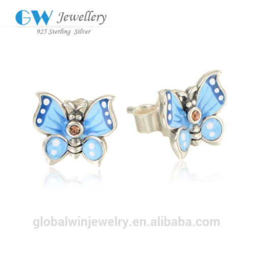 925 Solid Silver Earrings Silver Jewelry Rhinestone Earring Enamel Fashion Crystal 925 Silver Jewelry Earring ER1019