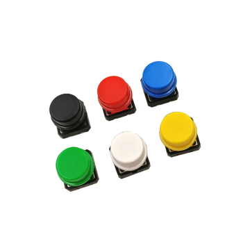 Interrupteur de touche lumineux 12x12x7.3H avec capuchon de bouton de couleur et connecteur droit à 4 broches