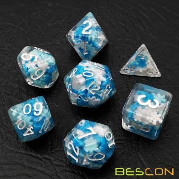 Bescon Schneeflocke Polyeder Würfel Set, Schneeflocke Poly RPG Würfel Set von 7