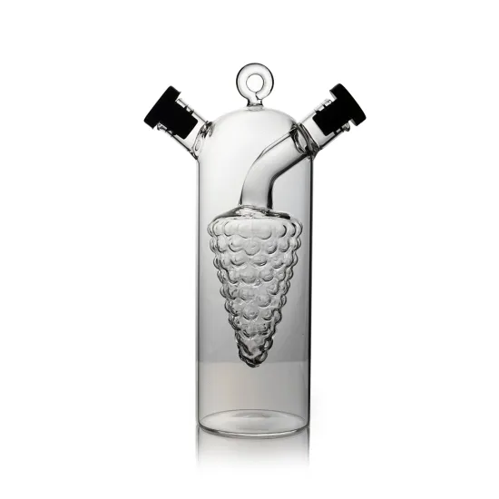 Hand-Blown Olive Oil Vinegar Cruet with Double Pourer Spout: A Stylish Kitchen Oil Dispenser