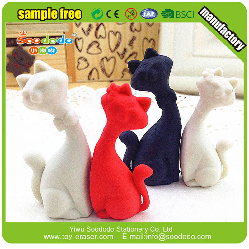 Wholesale 3D cat shaped puzzle rubber eraser