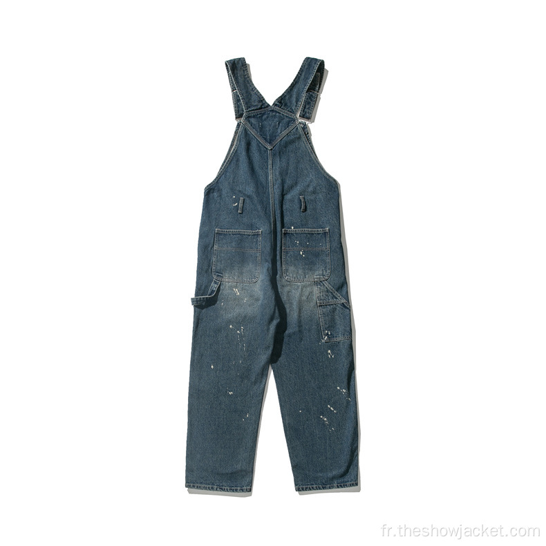 Commerce de gros Custom Man Jumpsuit Pantalon Denim Jumpsuit