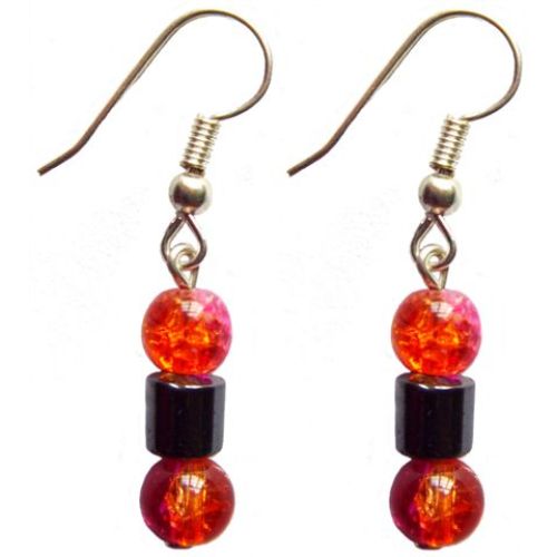 Hematite Earring With 925 Red Silver Hook