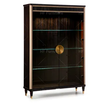 Modern Solid Wood Frame Glass Sideboard for Dining Room