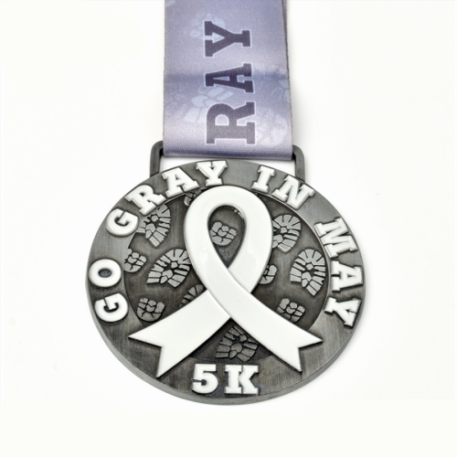 कस्टम सफेद रिबन तामचीनी चैरिटी पदक