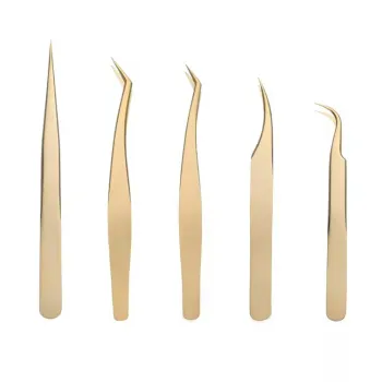 Wholesale Stainless Steel Gold Plated Eyelash Tweezers for Beauty