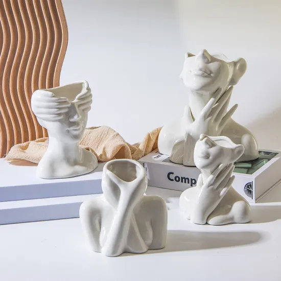 Ceramics Statue Flower Vase: Unique Birthday Gift for Home or Office Decoration