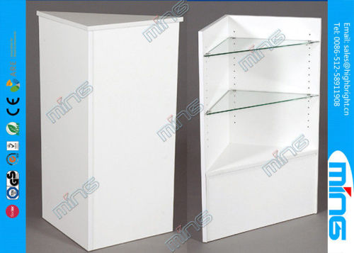 Customized Modern White Shop Display Cabinets , Open Corner Filler