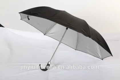 Black color straight umbrella silver cover straight umbrella