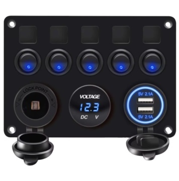 Factory Wholesale 5 Gang 3.1A USB Voltmeter Charging Socket Switch Panel