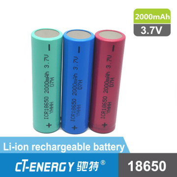 18650 2000mah 3.7v rechargeable li-ion battery