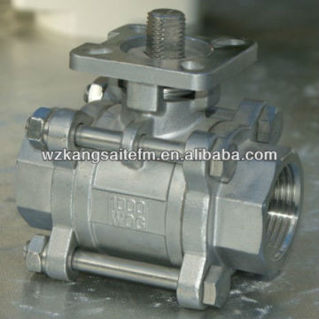 three-piece female thread ball valve with mounting pad