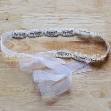 2014 New Style Bridal Sashes, Made of Ribbon, Rhinestone and Glass Beads, OEM Orders are Welcome