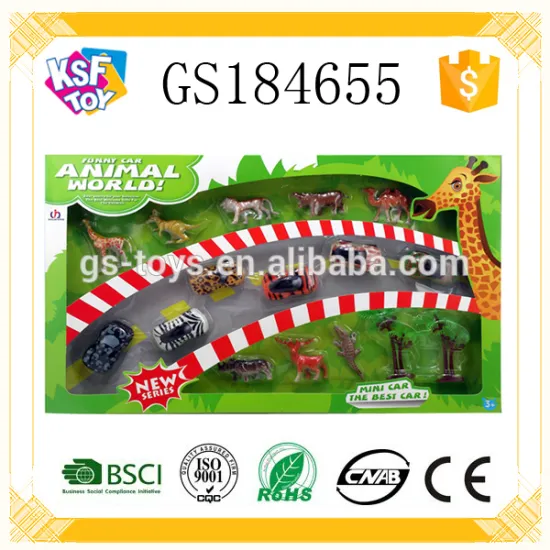6PCS Plastic Animal Pull Back Car For Kids Animal World Toys