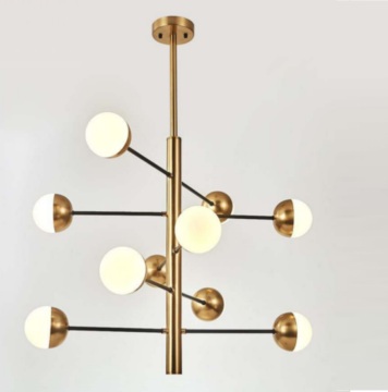 Modern Sputnik Chandelier 6 Lights Brushed Brass Mid Century Pendant Lighting