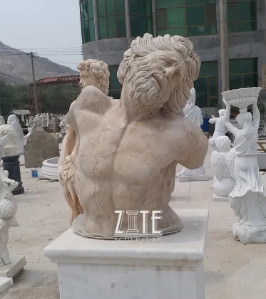 Classic Design Stone Travertine Neptune Bust Statue