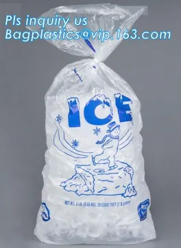 nylon Drawstring closure Plastic Ice Bags, biodegradable ice cube plastic bag, Gravure Printing Custom Wicketed Bags Ice Bags