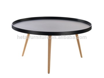 Modern round plate wooden coffee table
