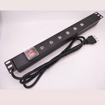 1U 12 Ways USB Type Rack PDU with Switch: AC to DC Super Fast Charger