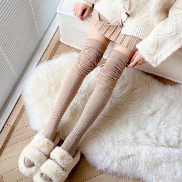Xiangyi 2024 Wholesale White Long Solid Knee High Cotton Socks Anti-Slip