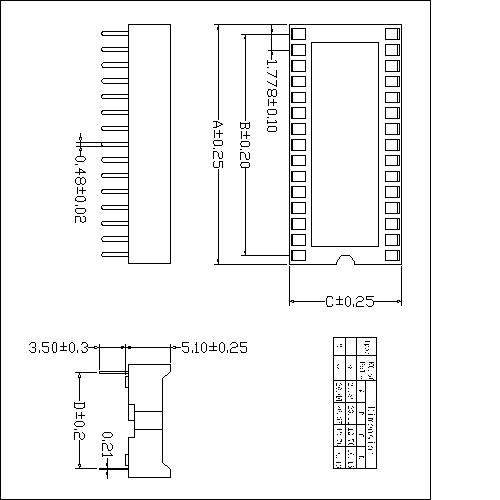 1,778 mm Connecteur à douille IC à double ligne