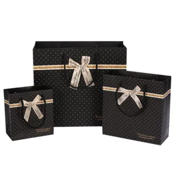 Wholesale Recyclable Gift Paper Bag with Ribbon Handles