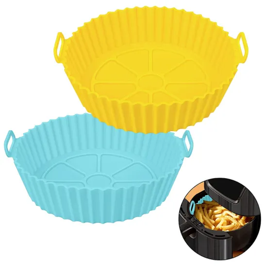 Reusable Silicone Baking Pan Liner for Air Fryer and Oven - Nonstick Red Basket Design, Large Size