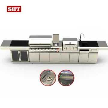 Wholesale Full 304 Stainless Steel Luxury 8 Burners BBQ Grill Outdoor Kitchen with Rotisserie