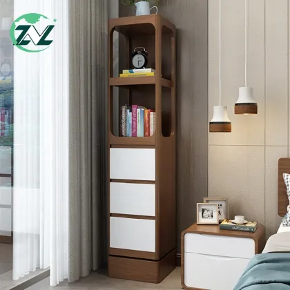Bookcase Stand Glass Mirror Solid Wood Drawers Wardrobe
