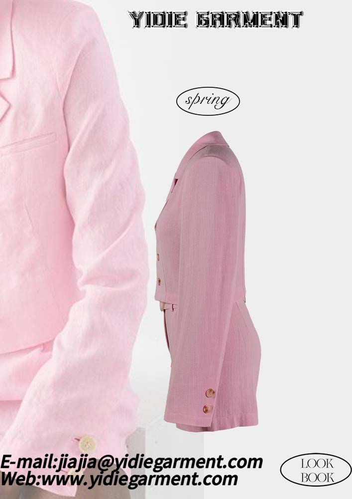 Woven Pink Suit Long Sleeve Jacekt 