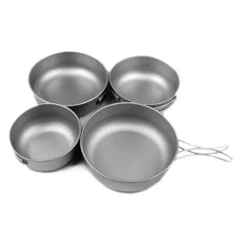 folding handle titanium Cookware cutlery bowls