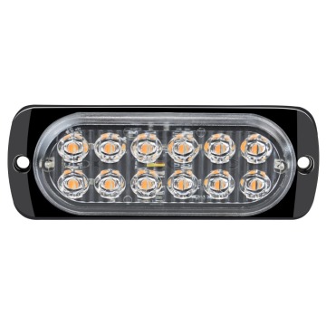 Universal 12 LED Emergency Warning Light Bar with Amber and Orange Flashing Strobe Lights for 12V and 24V Vehicles